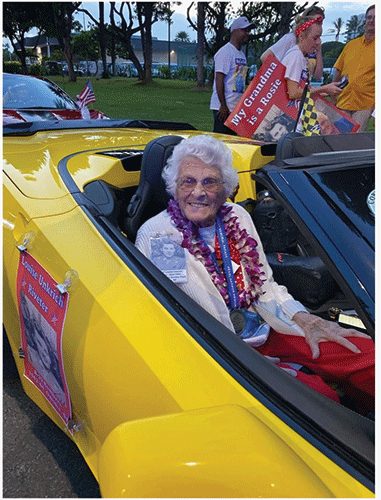 20230329 Rosie Story Louise in yellow Corvette Pearl Harbor web